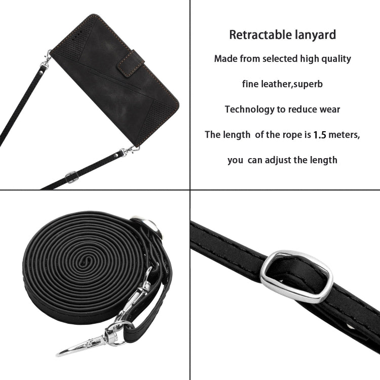 For Motorola Moto G Stylus 5G 2024 Dream Triangle Leather Phone Case with Lanyard(Black) - Motorola Cases by buy2fix | Online Shopping UK | buy2fix