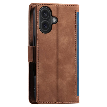 For iPhone 16 Retro Splicing Horizontal Flip Leather Phone Case(Blue) - iPhone 16 Cases by buy2fix | Online Shopping UK | buy2fix