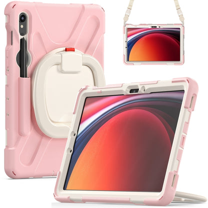 For Samsung Galaxy Tab S9 / S8 / S7 Silicone Hybrid PC Tablet Case with Holder & Shoulder Strap(Pink) - Other Galaxy Tab PC by buy2fix | Online Shopping UK | buy2fix