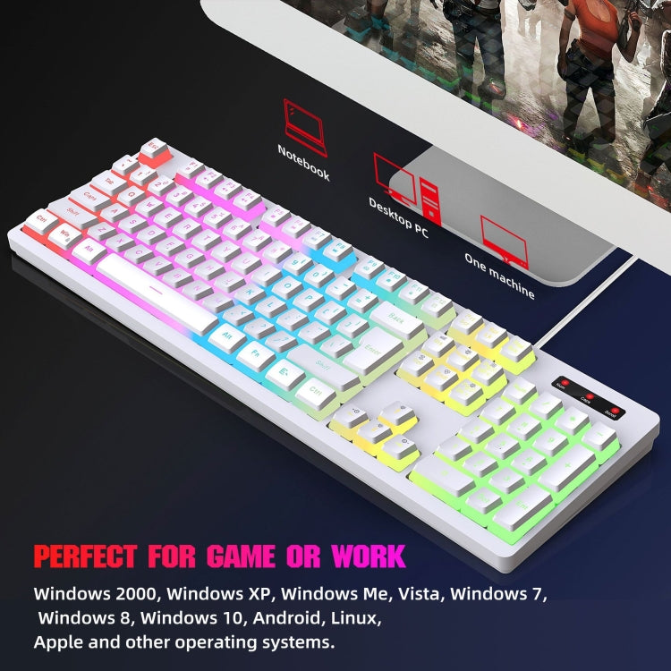 HXSJ L200 Wired RGB Backlit Keyboard 104 Pudding Key Caps(Black) - Wired Keyboard by HXSJ | Online Shopping UK | buy2fix