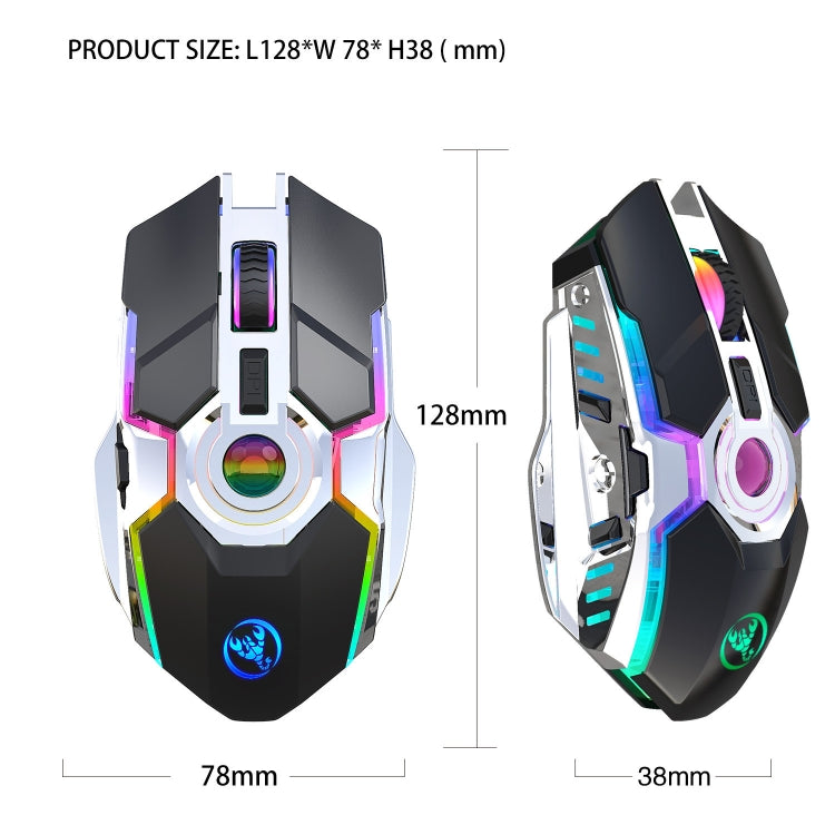 HXSJ T30 2400DPI RGB 2.4GHz Wireless Mouse(Black) - Wireless Mice by HXSJ | Online Shopping UK | buy2fix