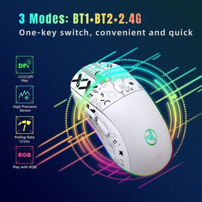 HXSJ T90 RGB Light Three-mode Wireless Gaming Mouse(White) - Wireless Mice by HXSJ | Online Shopping UK | buy2fix