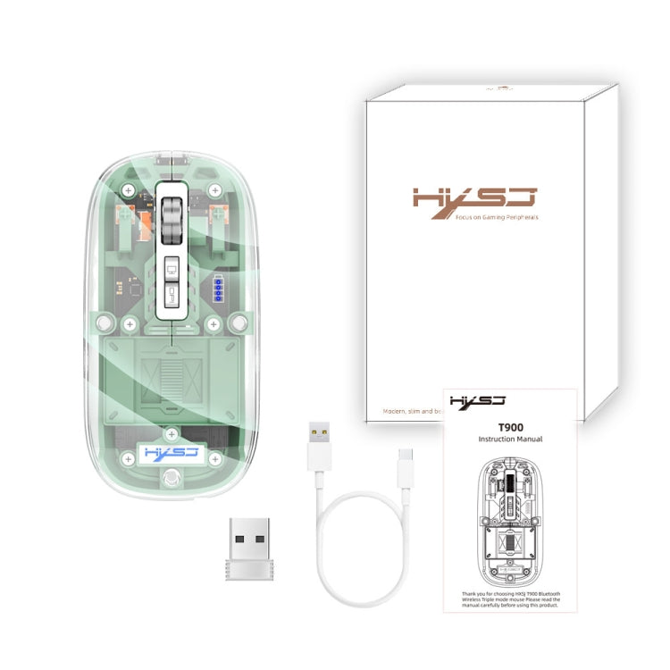 HXSJ T900 Transparent Magnet Three-mode Wireless Gaming Mouse(Bean Green) - Wireless Mice by HXSJ | Online Shopping UK | buy2fix