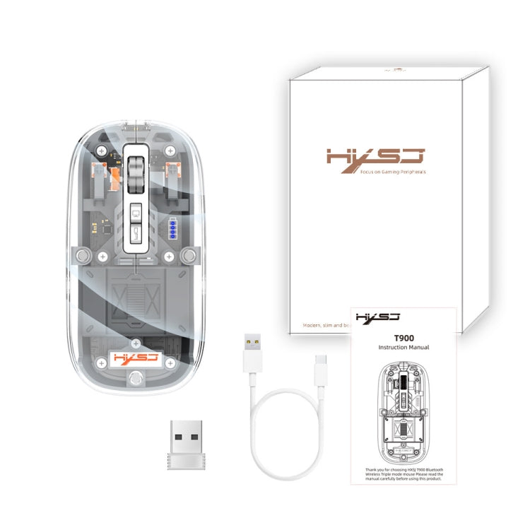 HXSJ T900 Transparent Magnet Three-mode Wireless Gaming Mouse(Grey) - Wireless Mice by HXSJ | Online Shopping UK | buy2fix