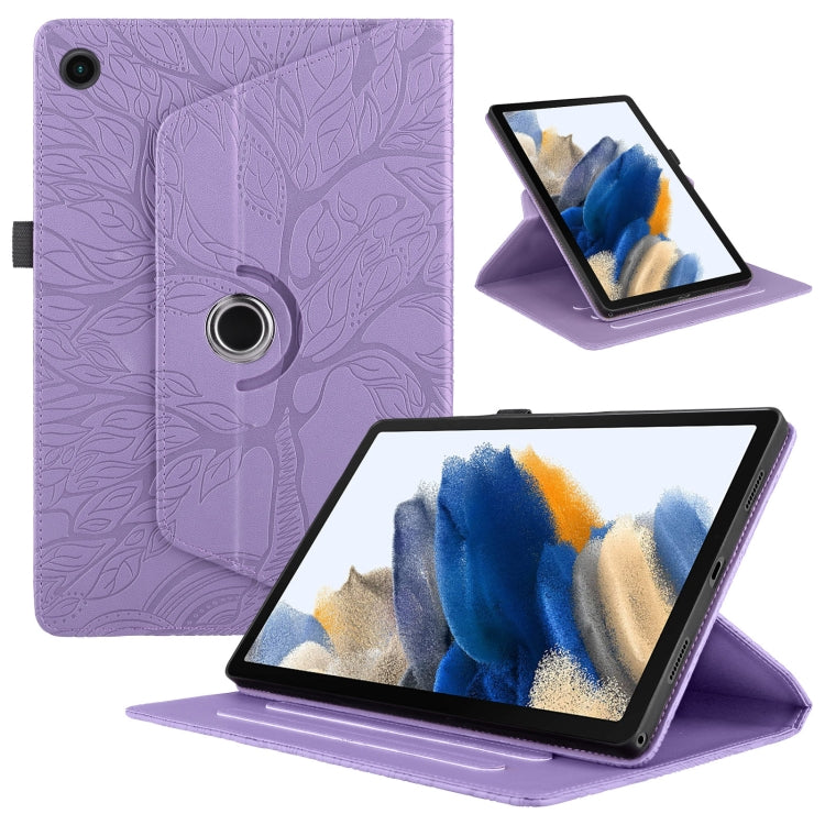For Samsung Galaxy Tab A8 10.5 Tree Life Embossed Rotation Leather Smart Tablet Case(Purple) - Other Galaxy Tab PC by buy2fix | Online Shopping UK | buy2fix