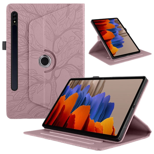 For Samsung Galaxy Tab S10 / S8 / S7 Tree Life Embossed Rotation Leather Tablet Case(Rose Gold) - Tab S10 Cases by buy2fix | Online Shopping UK | buy2fix