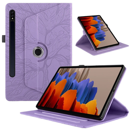 For Samsung Galaxy Tab S10 / S8 / S7 Tree Life Embossed Rotation Leather Tablet Case(Purple) - Tab S10 Cases by buy2fix | Online Shopping UK | buy2fix