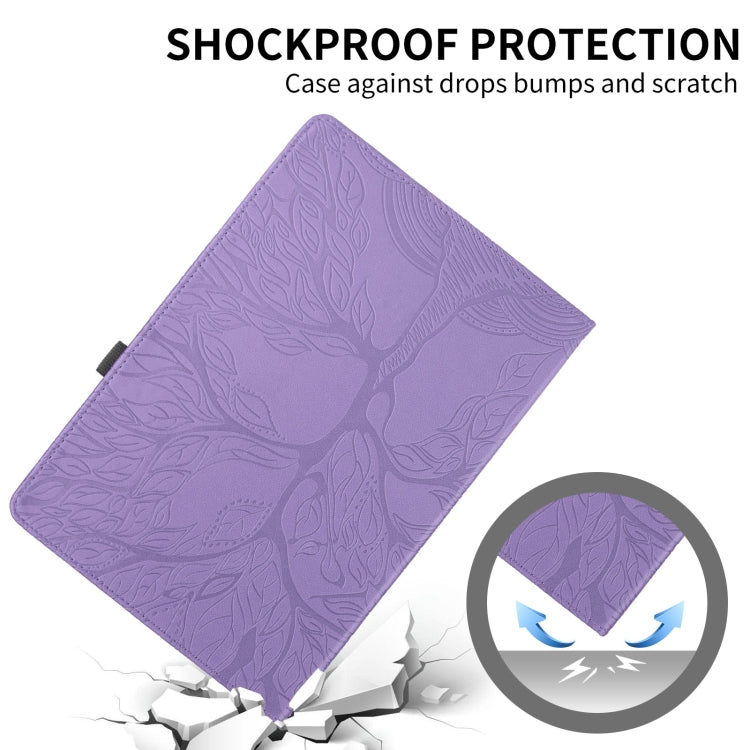 For Samsung Galaxy Tab S10+ / S9+ / S8+ Tree Life Embossed Rotation Leather Tablet Case(Purple) - Tab A7 Lite T220 / T225 by buy2fix | Online Shopping UK | buy2fix