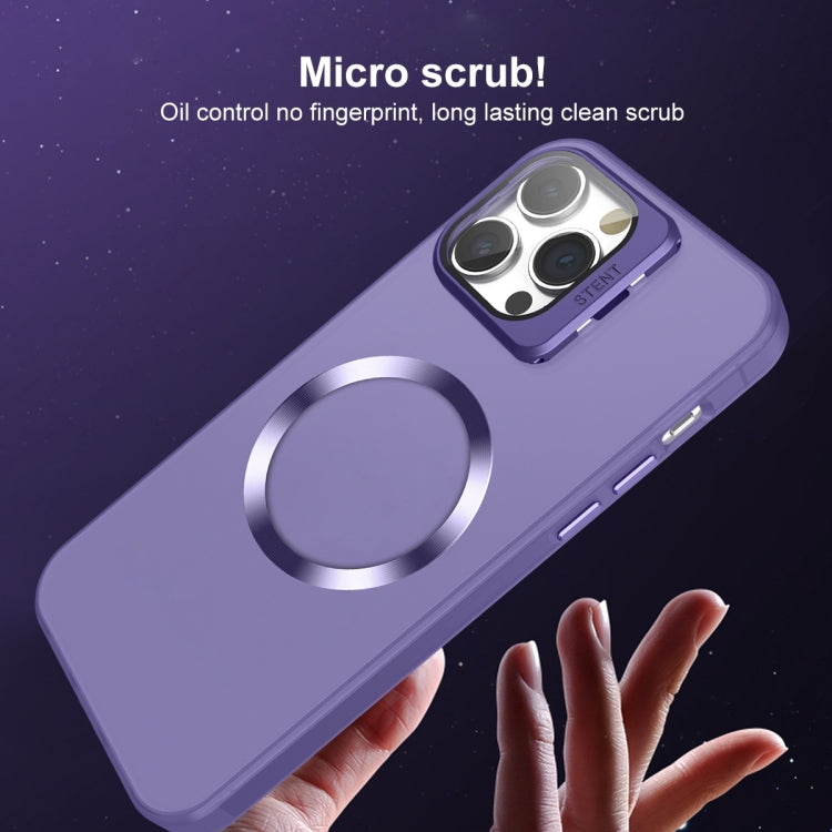 For iPhone 15 Plus Skin Feel CD Texture MagSafe Lens Holder Phone Case(Dark Purple) - iPhone 15 Plus Cases by buy2fix | Online Shopping UK | buy2fix