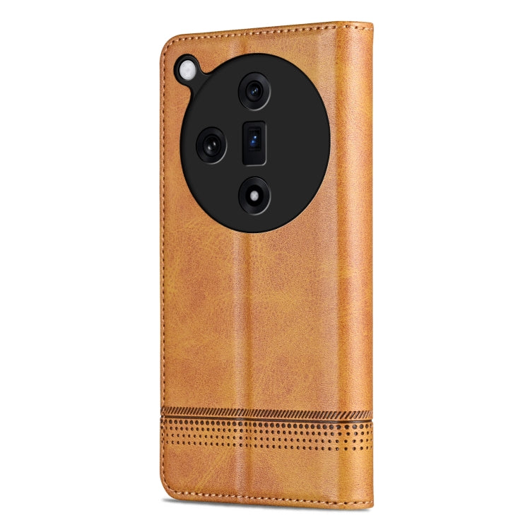 For OPPO Find X7 AZNS Magnetic Calf Texture Flip Leather Phone Case(Light Brown) - OPPO Cases by AZNS | Online Shopping UK | buy2fix