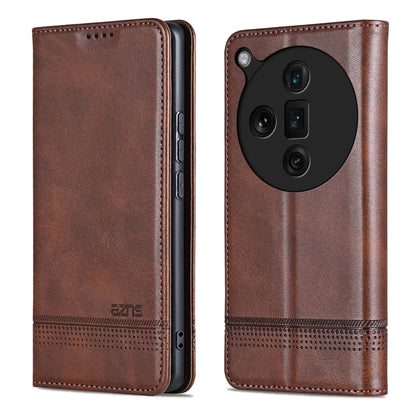 For OPPO Find X7 Ultra AZNS Magnetic Calf Texture Flip Leather Phone Case(Dark Brown) - OPPO Cases by AZNS | Online Shopping UK | buy2fix