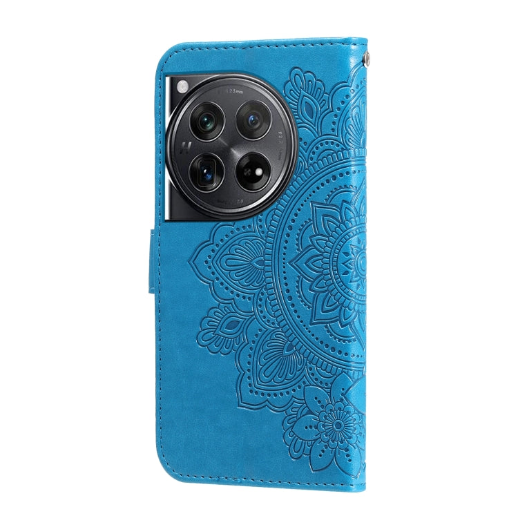 For OnePlus 12 Seven-petal Flowers Embossing Leather Phone Case(Blue) - OnePlus Cases by buy2fix | Online Shopping UK | buy2fix