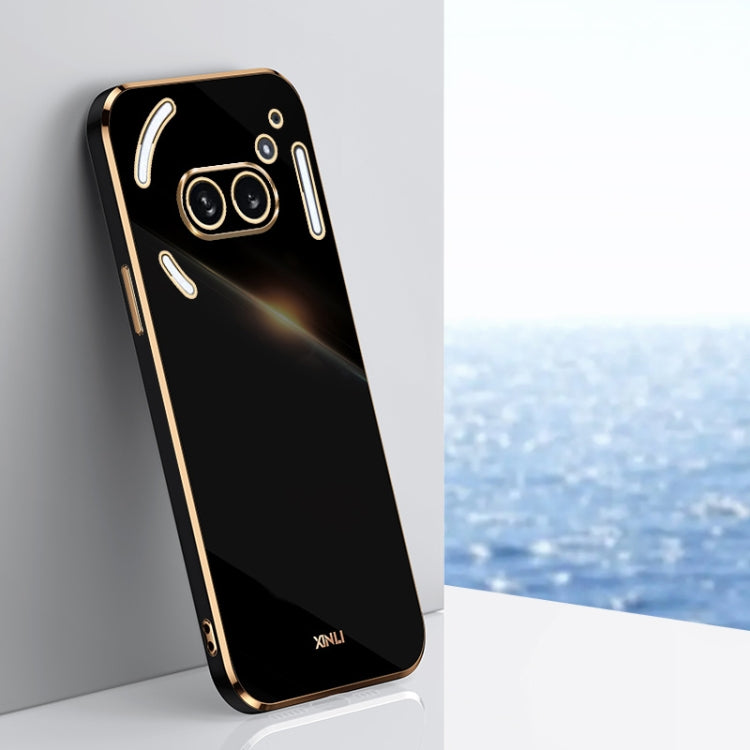 For Nothing Phone 2A XINLI Straight 6D Plating Gold Edge TPU Phone Case(Black) - More Brand by XINLI | Online Shopping UK | buy2fix