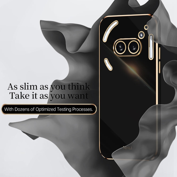 For Nothing Phone 2A XINLI Straight 6D Plating Gold Edge TPU Phone Case(Black) - More Brand by XINLI | Online Shopping UK | buy2fix