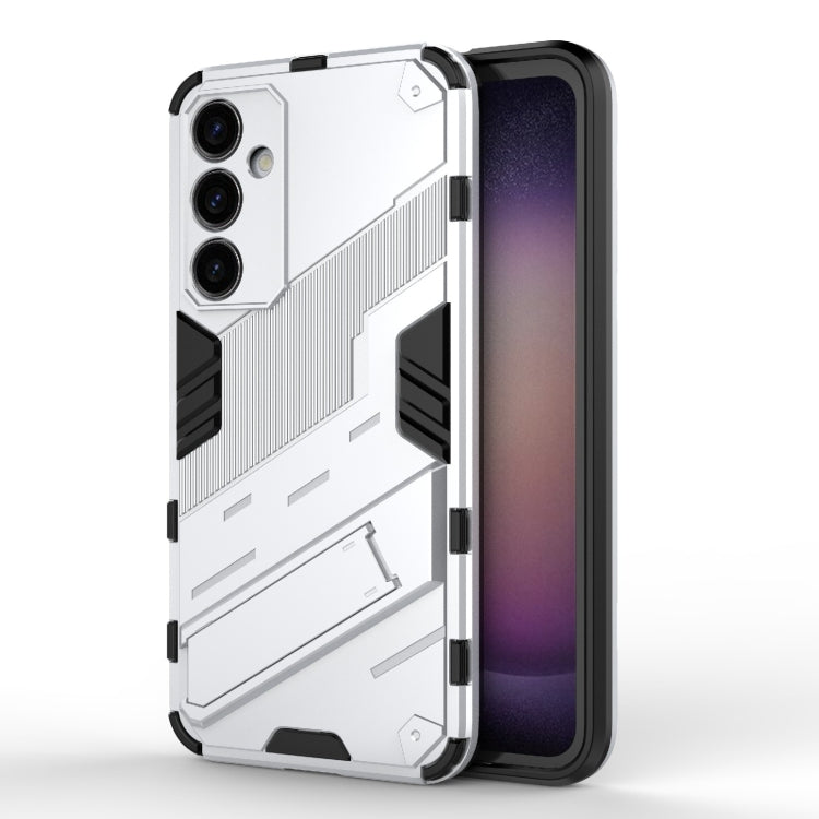 For Samsung Galaxy S23 FE 5G Punk Armor 2 in 1 PC + TPU Shockproof Phone Case with Invisible Holder(White) - Galaxy S23 FE 5G Cases by buy2fix | Online Shopping UK | buy2fix
