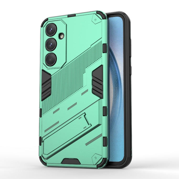 For Samsung Galaxy A55 5G Punk Armor 2 in 1 PC + TPU Shockproof Phone Case with Invisible Holder(Green) - Galaxy Phone Cases by buy2fix | Online Shopping UK | buy2fix
