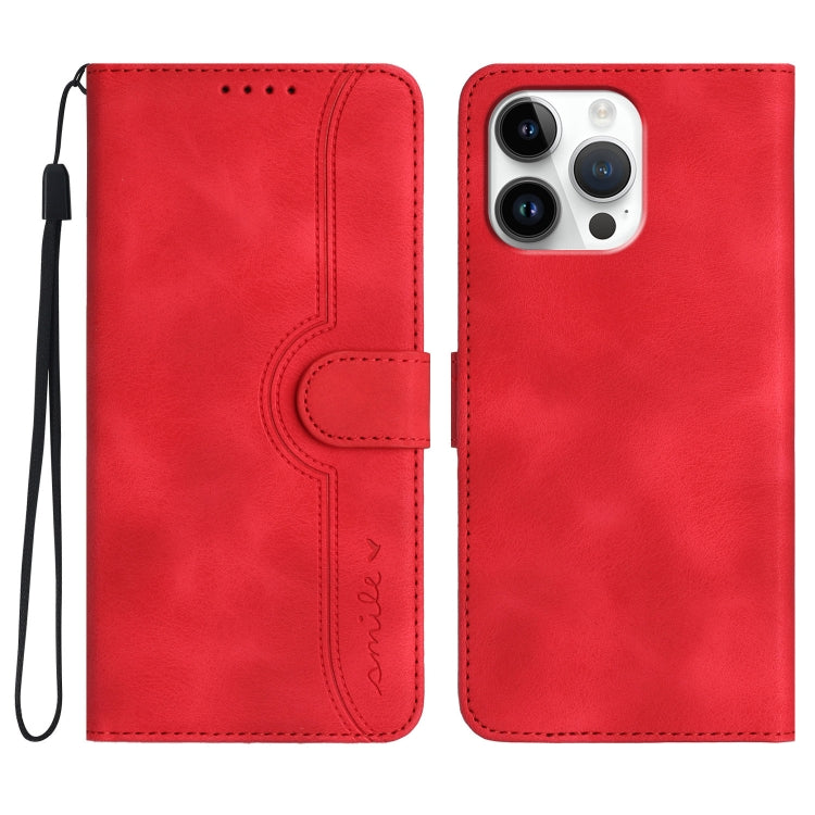 For iPhone 16 Pro Max Heart Pattern Skin Feel Leather Phone Case(Red) - iPhone 16 Pro Max Cases by buy2fix | Online Shopping UK | buy2fix