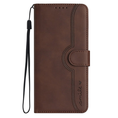 For Motorola Moto G Power 5G 2024 Heart Pattern Skin Feel Leather Phone Case(Brown) - Motorola Cases by buy2fix | Online Shopping UK | buy2fix