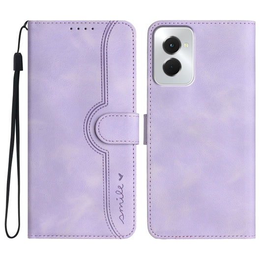 For Motorola Moto G Power 5G 2024 Heart Pattern Skin Feel Leather Phone Case(Purple) - Motorola Cases by buy2fix | Online Shopping UK | buy2fix