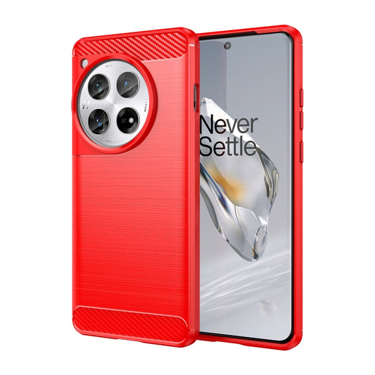 For OnePlus 12 Carbon Fiber Brushed Texture TPU Phone Case(Red) - OnePlus Cases by buy2fix | Online Shopping UK | buy2fix