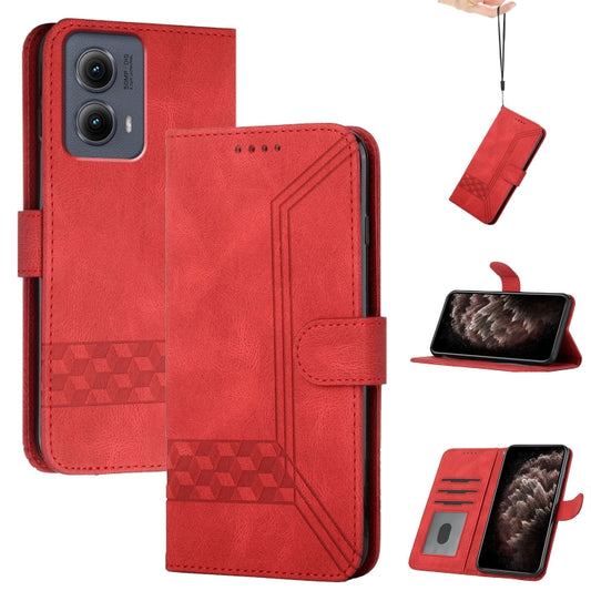 For Motorola Edge 5G 2024 Cubic Skin Feel Flip Leather Phone Case(Red) - Motorola Cases by buy2fix | Online Shopping UK | buy2fix