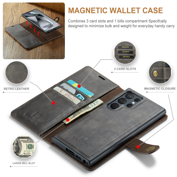 For Samsung Galaxy S24 Ultra 5G DG.MING Crazy Horse Texture Detachable Magnetic Leather Case(Grey) - Galaxy S24 Ultra 5G Cases by DG.MING | Online Shopping UK | buy2fix