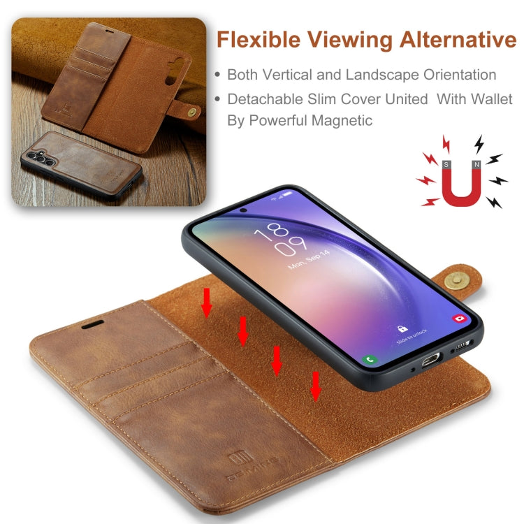 For Samsung Galaxy A35 5G DG.MING Crazy Horse Texture Detachable Magnetic Leather Case(Brown) - Galaxy Phone Cases by DG.MING | Online Shopping UK | buy2fix