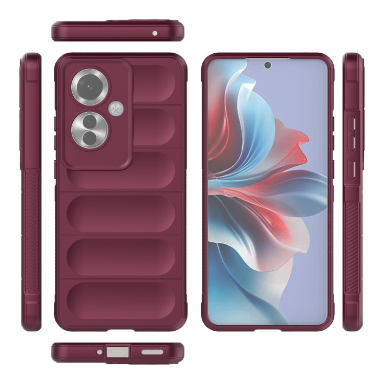 For OPPO Reno11 F 5G Global Magic Shield TPU + Flannel Phone Case(Wine Red) - Reno11 F Cases by buy2fix | Online Shopping UK | buy2fix