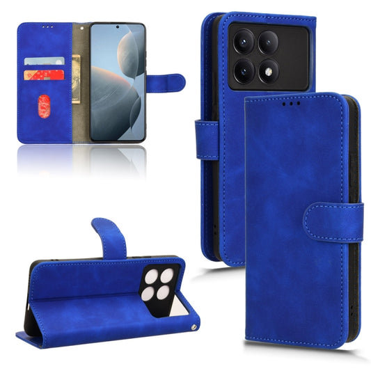 For Xiaomi Redmi K70 / K70 Pro Skin Feel Magnetic Flip Leather Phone Case(Blue) - K70 Pro Cases by buy2fix | Online Shopping UK | buy2fix