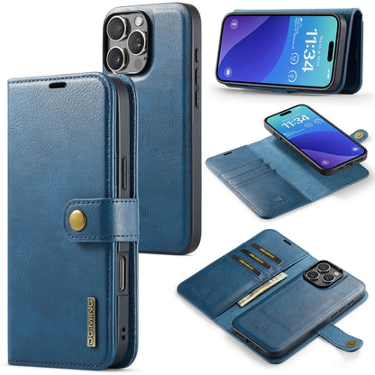 For iPhone 16 Pro DG.MING Crazy Horse Texture Detachable Magnetic Leather Phone Case(Blue) - iPhone 16 Pro Cases by DG.MING | Online Shopping UK | buy2fix