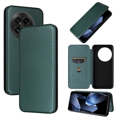 For OnePlus 13 Carbon Fiber Texture Flip Leather Phone Case(Green) - OnePlus Cases by buy2fix | Online Shopping UK | buy2fix