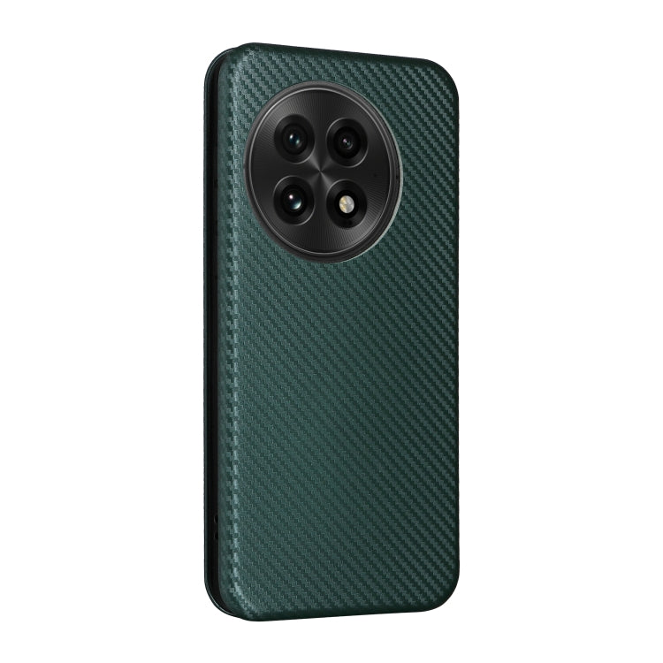 For OnePlus 13 Carbon Fiber Texture Flip Leather Phone Case(Green) - OnePlus Cases by buy2fix | Online Shopping UK | buy2fix