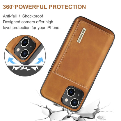 For iPhone 15 DG.MING M1 Series 3-Fold Multi Card Wallet Leather Phone Case(Brown) - iPhone 15 Cases by DG.MING | Online Shopping UK | buy2fix