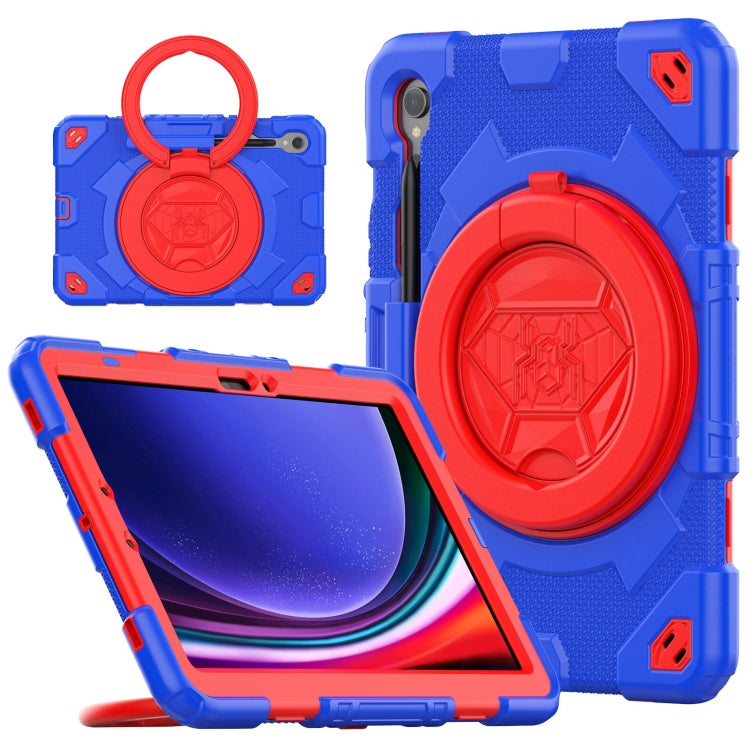 For Samsung Galaxy Tab S9 Spider Rotation Handle Silicone Hybrid PC Tablet Case(Red Blue) - Galaxy Tab S9 Cases by buy2fix | Online Shopping UK | buy2fix