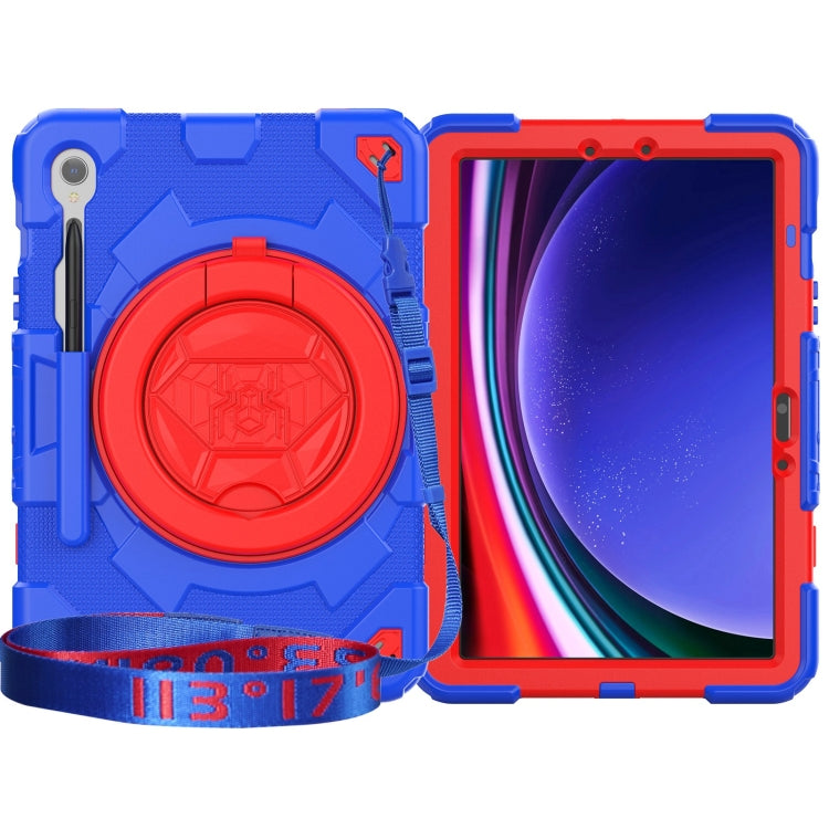 For Samsung Galaxy Tab S9 Spider Rotation Handle Silicone Hybrid PC Tablet Case(Red Blue) - Galaxy Tab S9 Cases by buy2fix | Online Shopping UK | buy2fix