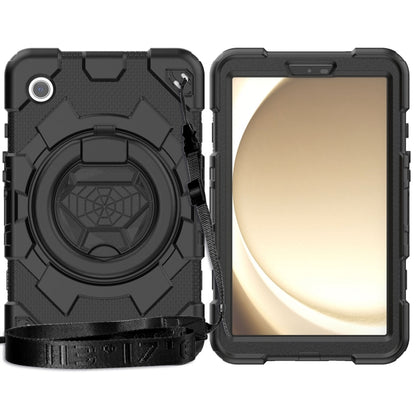 For Samsung Galaxy Tab A9 Spider Rotation Handle Silicone Hybrid PC Tablet Case(Black) - Galaxy Tab A9 by buy2fix | Online Shopping UK | buy2fix