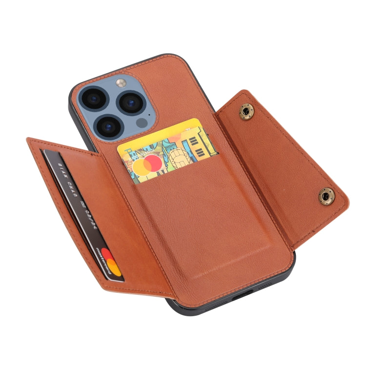 For iPhone 16 Pro Max Double Buckle Card Slots PU + TPU Phone Case(Brown) - iPhone 16 Pro Max Cases by buy2fix | Online Shopping UK | buy2fix