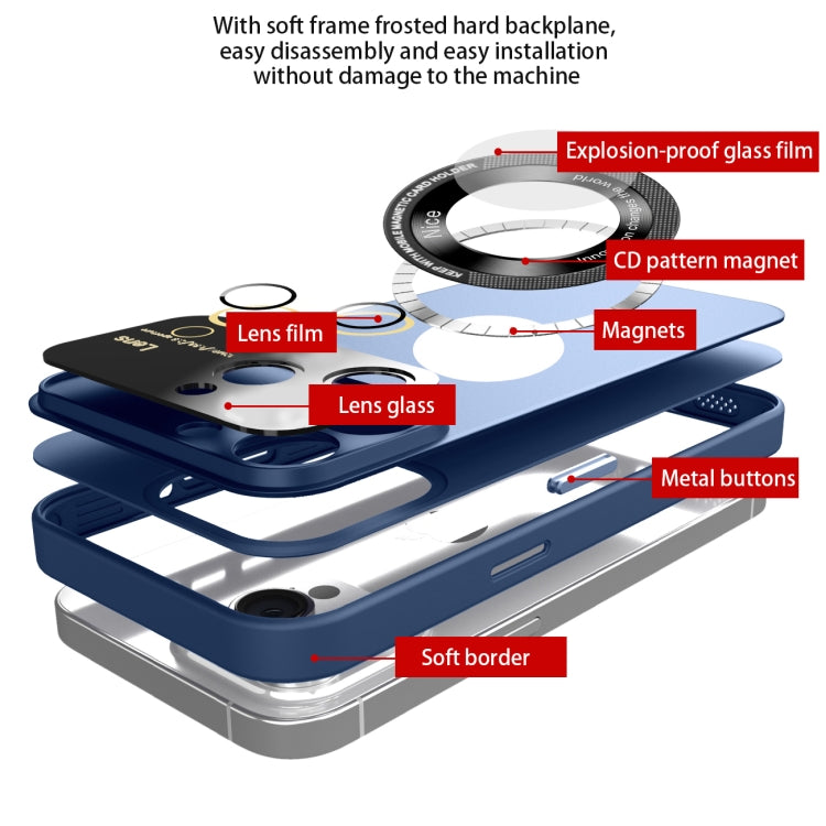 For iPhone 13 Large Glass Window Magnetic Magsafe Phone Case with Lens Film(Green) - iPhone 13 Cases by buy2fix | Online Shopping UK | buy2fix