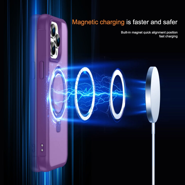 For iPhone 14 Pro Max MagSafe Magnetic Holder Phone Case(Purple) - iPhone 14 Pro Max Cases by buy2fix | Online Shopping UK | buy2fix