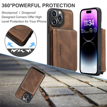 For iPhone 15 Pro Max JEEHOOD Magnetic Zipper Wallet Leather Phone Case(Brown) - iPhone 15 Pro Max Cases by JEEHOOD | Online Shopping UK | buy2fix