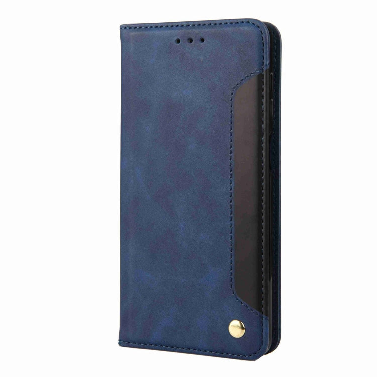 For iPhone 16 Pro Max Skin Feel Splicing Leather Phone Case(Blue) - iPhone 16 Pro Max Cases by buy2fix | Online Shopping UK | buy2fix