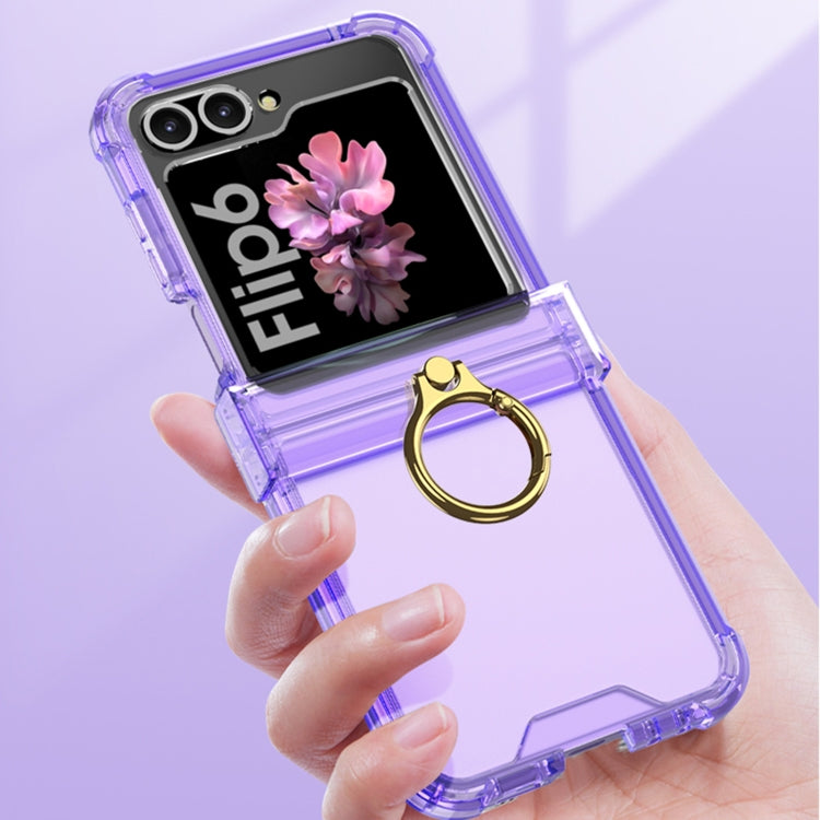 For Samsung Galaxy Z Flip6 Gkk Airbag Hinge Silicone Phone Case with Ring Holder(Transparent) - Galaxy Z Flip6 5G Cases by GKK | Online Shopping UK | buy2fix