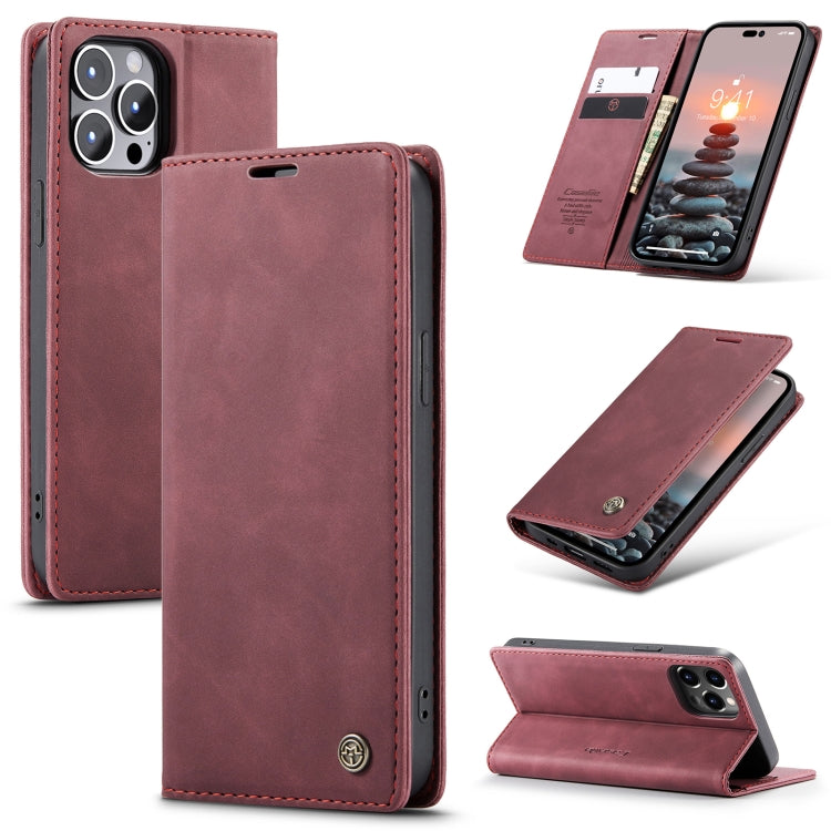 For iPhone 15 Pro CaseMe 013 Multifunctional Horizontal Flip Leather Phone Case(Wine Red) - iPhone 15 Pro Cases by CaseMe | Online Shopping UK | buy2fix