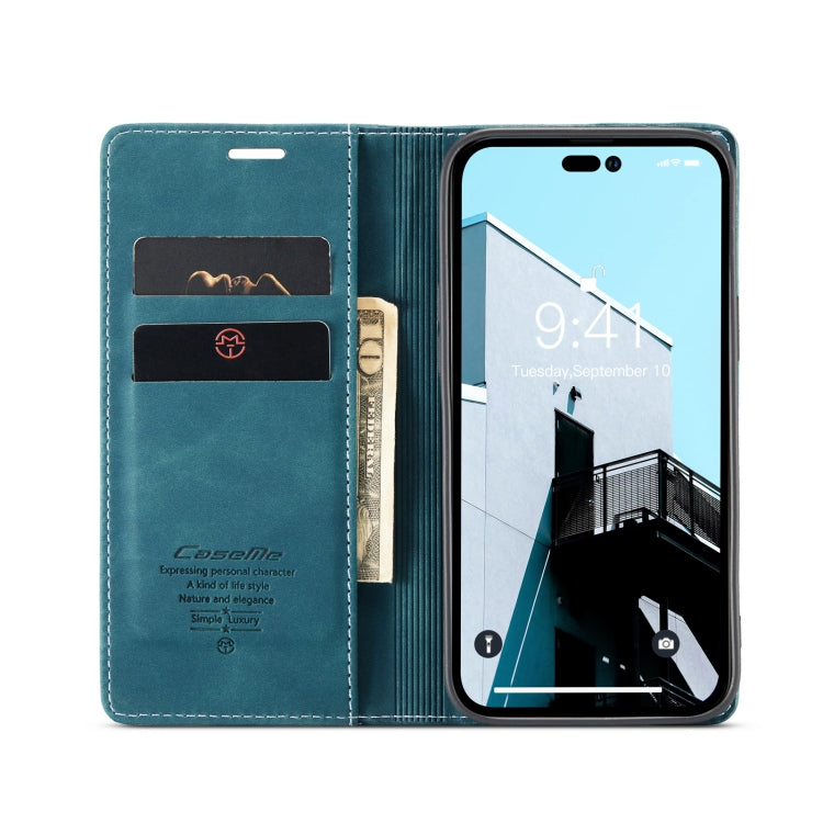 For iPhone 15 Pro CaseMe 013 Multifunctional Horizontal Flip Leather Phone Case(Blue) - iPhone 15 Pro Cases by CaseMe | Online Shopping UK | buy2fix