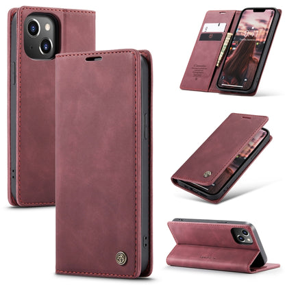 For iPhone 15 Plus CaseMe 013 Multifunctional Horizontal Flip Leather Phone Case(Wine Red) - iPhone 15 Plus Cases by CaseMe | Online Shopping UK | buy2fix