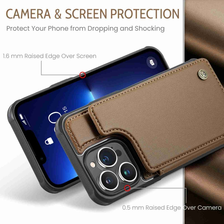 For iPhone 13 Pro Max CaseMe C22 Card Slots Holder RFID Anti-theft Phone Case(Brown) - iPhone 13 Pro Max Cases by CaseMe | Online Shopping UK | buy2fix