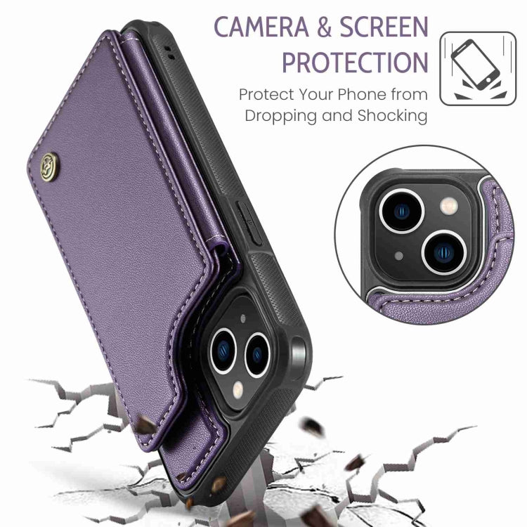 For iPhone 14 CaseMe C22 Card Slots Holder RFID Anti-theft Phone Case(Purple) - iPhone 14 Cases by CaseMe | Online Shopping UK | buy2fix