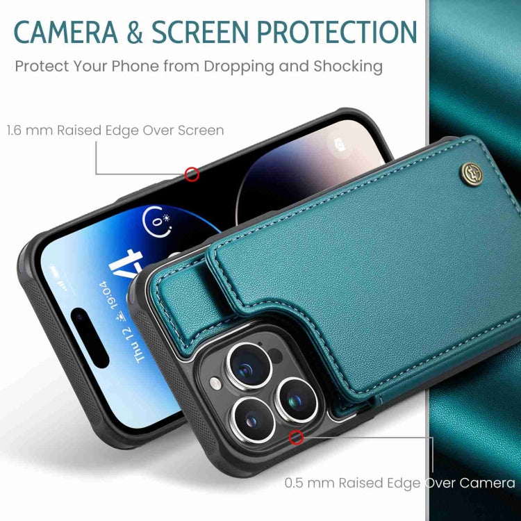 For iPhone 14 Pro CaseMe C22 Card Slots Holder RFID Anti-theft Phone Case(Blue Green) - iPhone 14 Pro Cases by CaseMe | Online Shopping UK | buy2fix