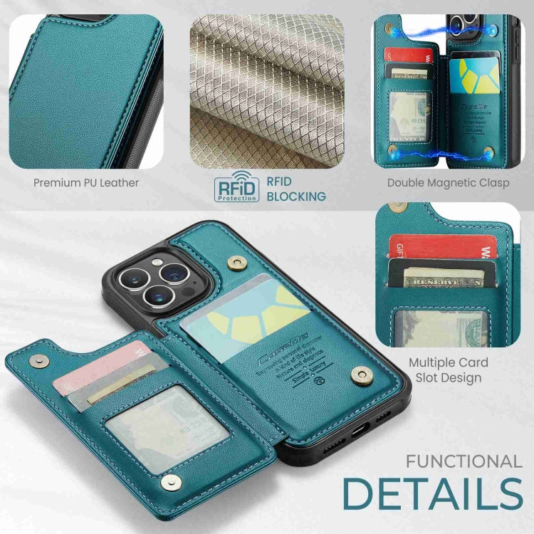 For iPhone 14 Pro CaseMe C22 Card Slots Holder RFID Anti-theft Phone Case(Blue Green) - iPhone 14 Pro Cases by CaseMe | Online Shopping UK | buy2fix