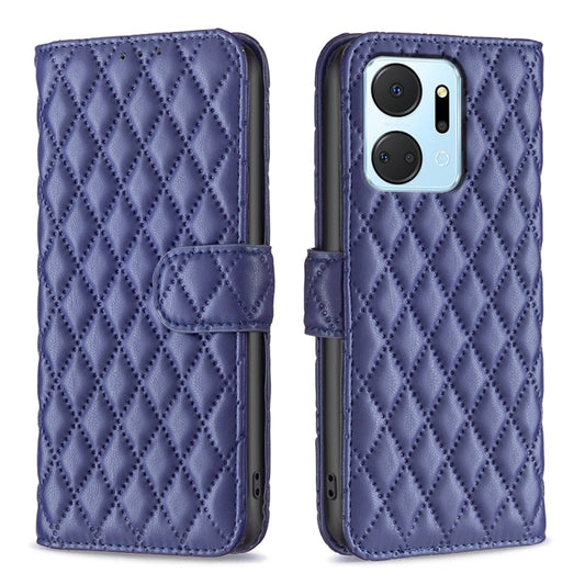 For Honor X7a Diamond Lattice Wallet Flip Leather Phone Case(Blue) - Honor Cases by buy2fix | Online Shopping UK | buy2fix